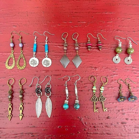Earring Lot 10 Pair Hand Crafted Artisan Earrings Bohemian Earrings NEW # 193 - Picture 2 of 5